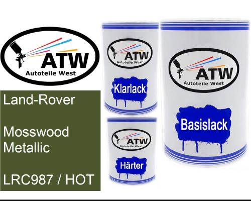 Land-Rover, Mosswood Metallic, LRC987 / HOT: 500ml Lackdose + 500ml Klarlack + 250ml Härter - Set, von ATW Autoteile West.